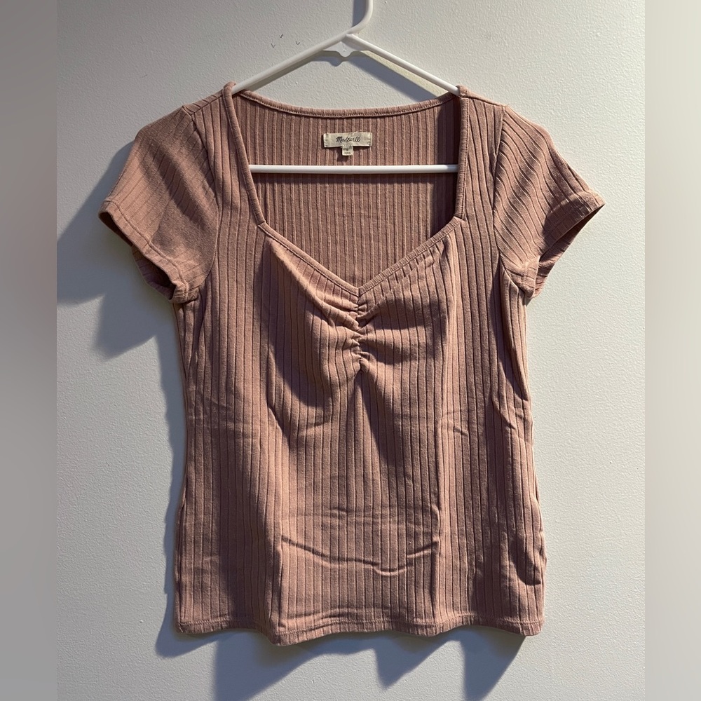 Madewell Ribbed Sweetheart Tee, Size Small